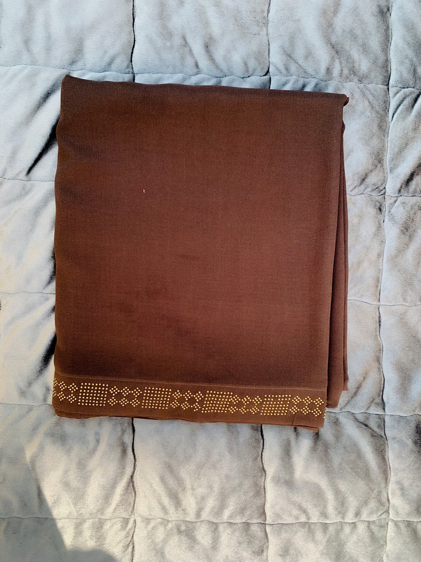 CHIFFON SHAWL EMBELLISHMENTS – LARGE SIZE UMBER BROWN